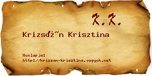 Krizsán Krisztina névjegykártya